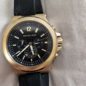 Michael Kors Black and Gold Chronograph Watch